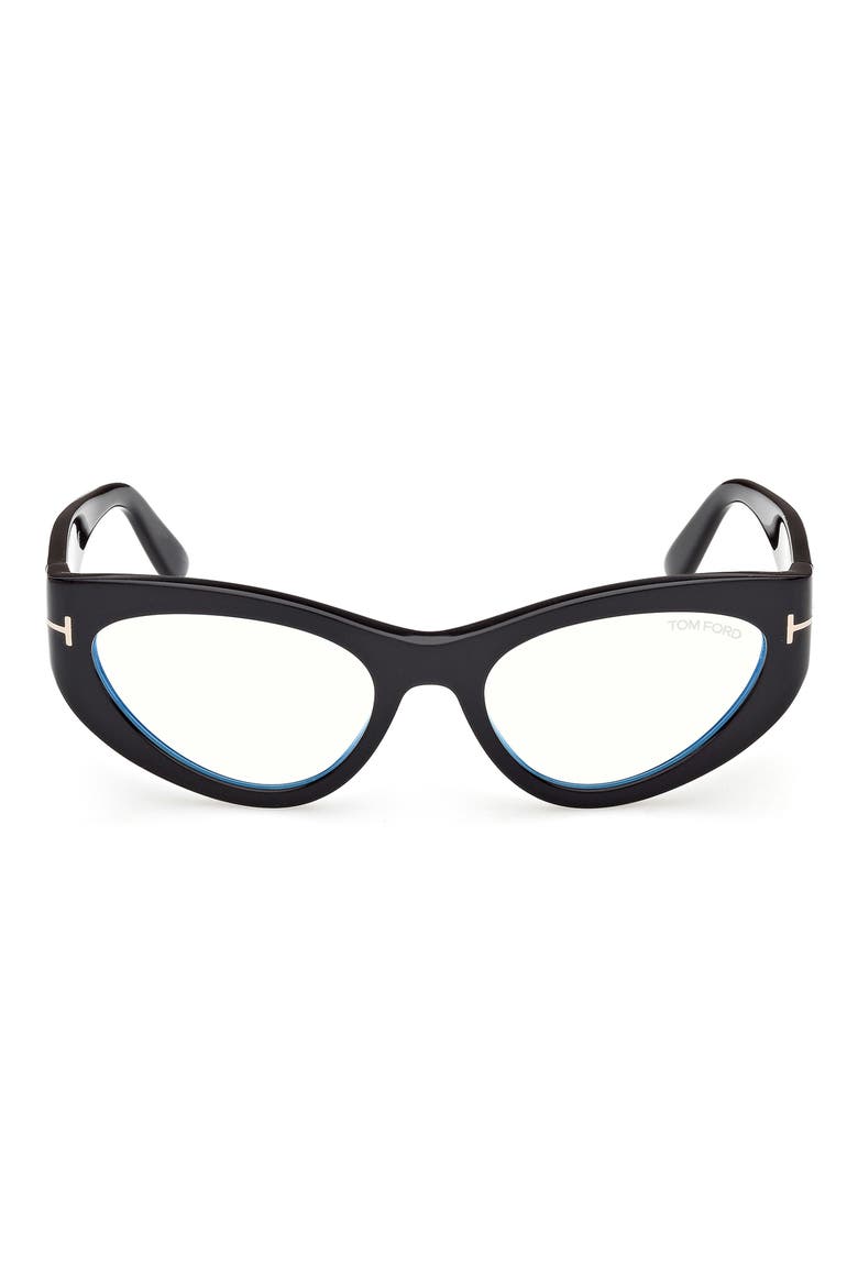 55mm Cat Eye Optical Glasses, Main, color, SHINY BLACK