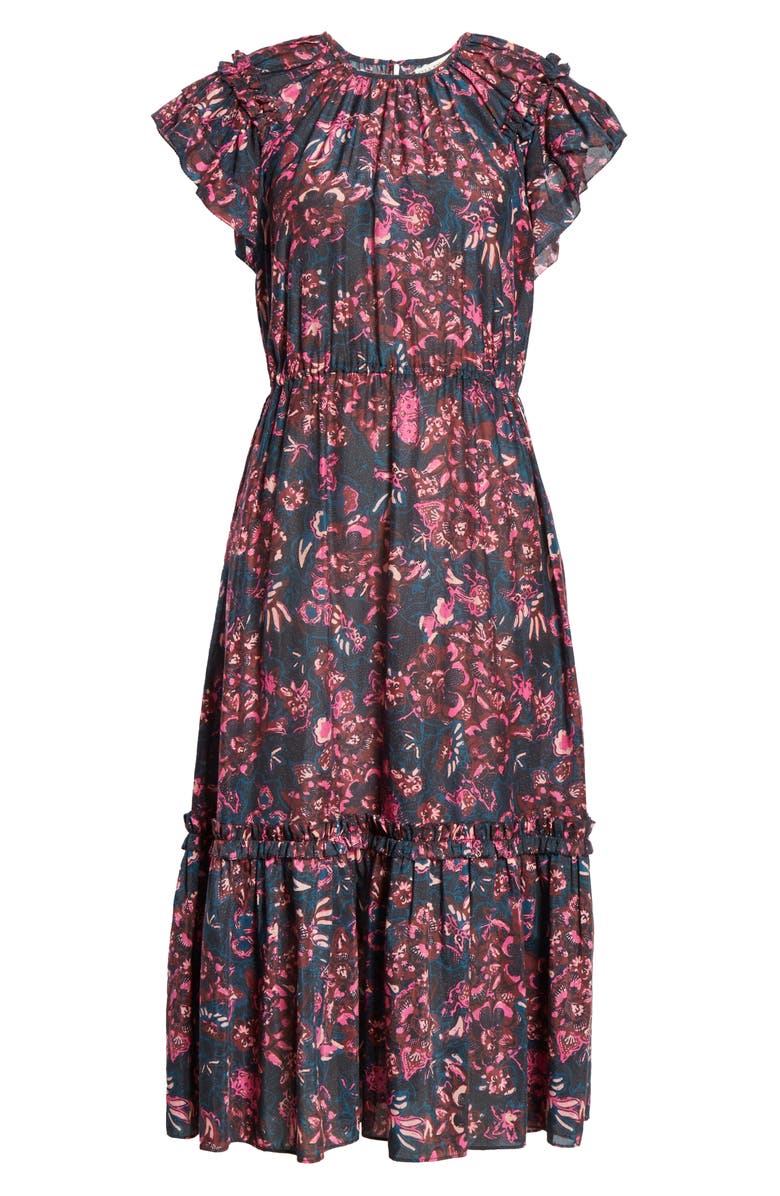 Ulla Johnson Arlene Ruffle Tiered Midi Dress, Alternate, color, 