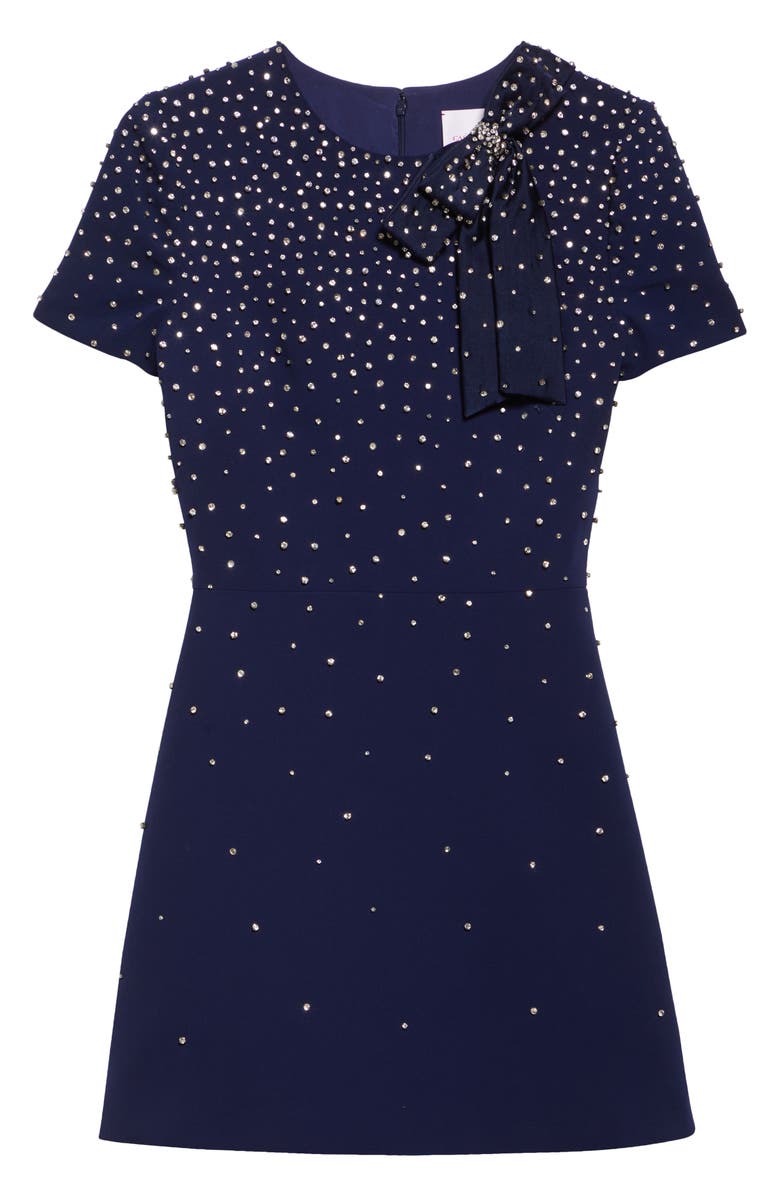 Carolina Herrera Crystal Embellished Stretch Crepe Minidress, Alternate, color, Midnight