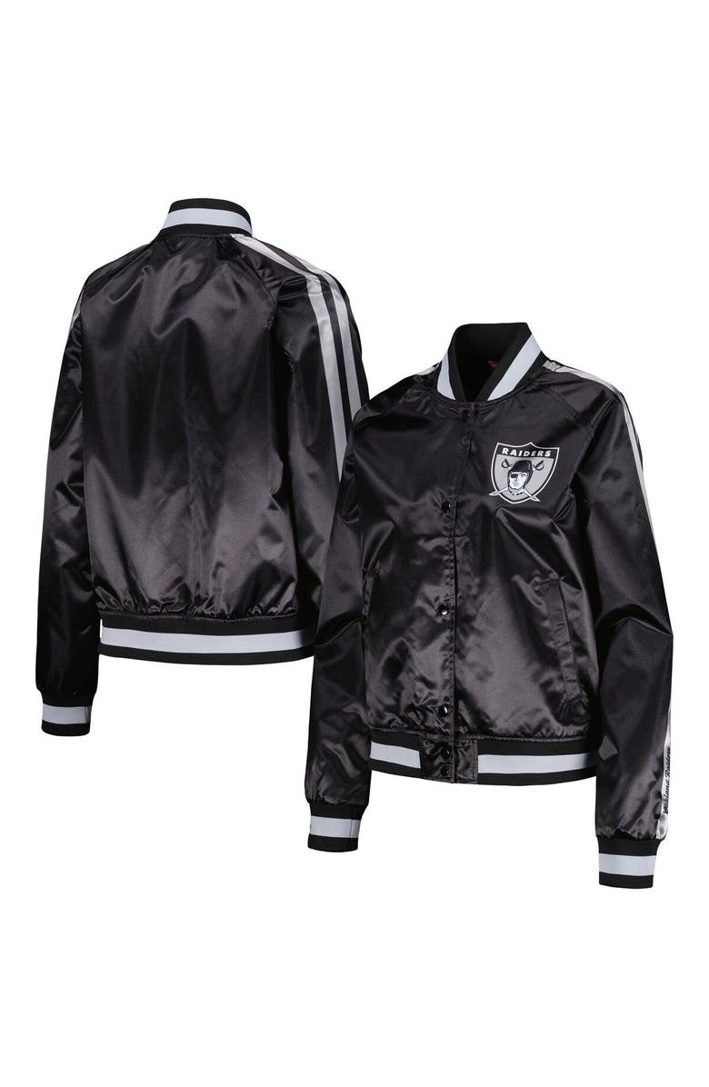 Mitchell & Ness Women's Mitchell & Ness Black Las Vegas Raiders Raglan Satin Full-Snap Jacket, Main, color, 