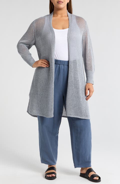 Long Organic Linen & Cotton Cardigan (Plus)