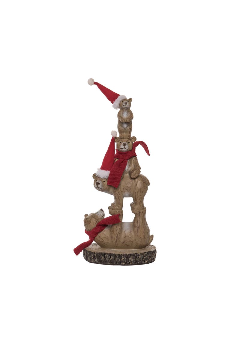 Multicolor Christmas Woodland Tumbling Bears Decorative Figurines, Main, color, Multicolored