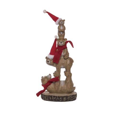Multicolor Christmas Woodland Tumbling Bears Decorative Figurines