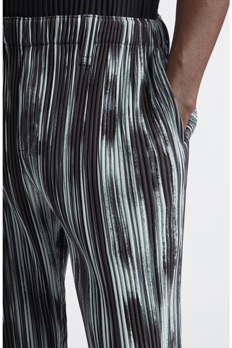 Brushstroke Stripe Pleated Pants, Alternate, color, BLACK