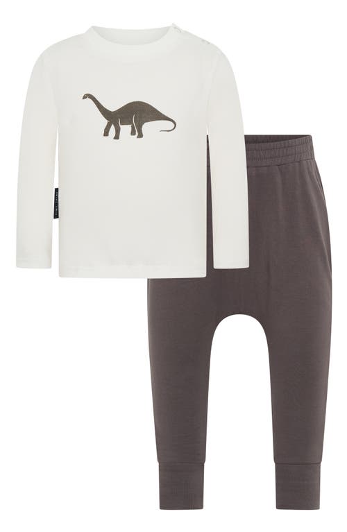 Tiny Tribe Kids' Dino Long Sleeve Cotton Graphic T-shirt & Leggings Set In White