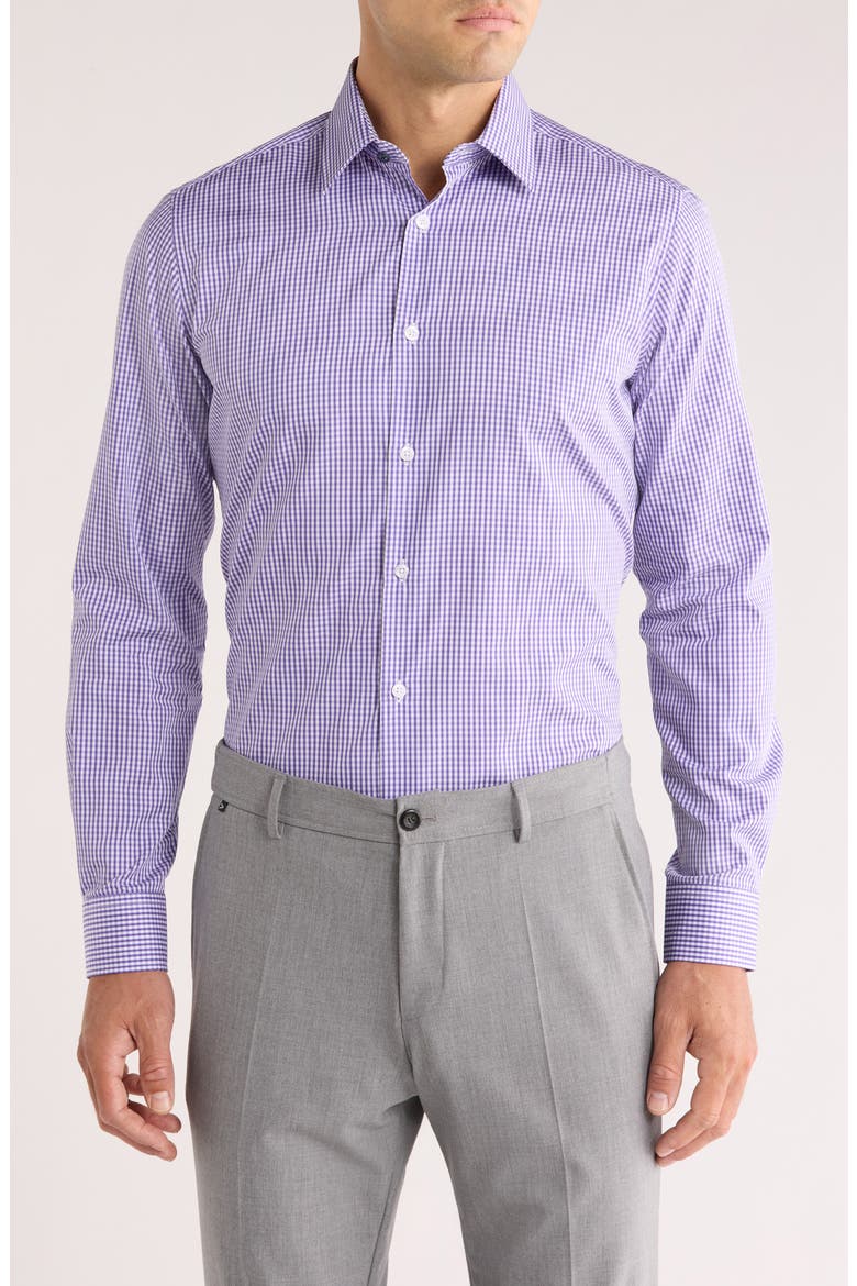 Tailored Fit Check Print Dress Shirt, Main, color, PURPLE
