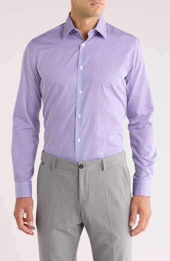 Duchamp Tailored Fit Check Print Dress Shirt