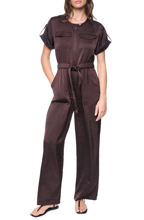 Drawstring Waist Hammered Satin Jumpsuit