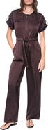 DKNY Drawstring Waist Hammered Satin Jumpsuit