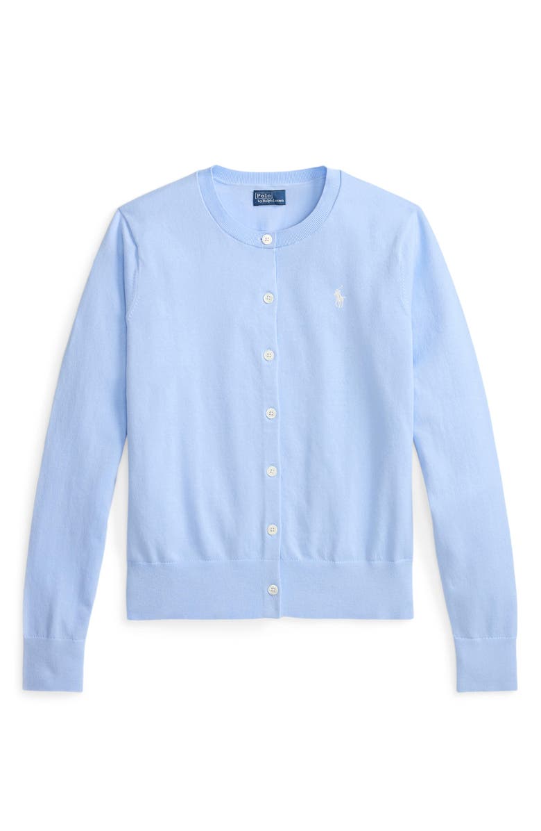 Polo Ralph Lauren Cotton Blend Crewneck Cardigan, Main, color, Blue
