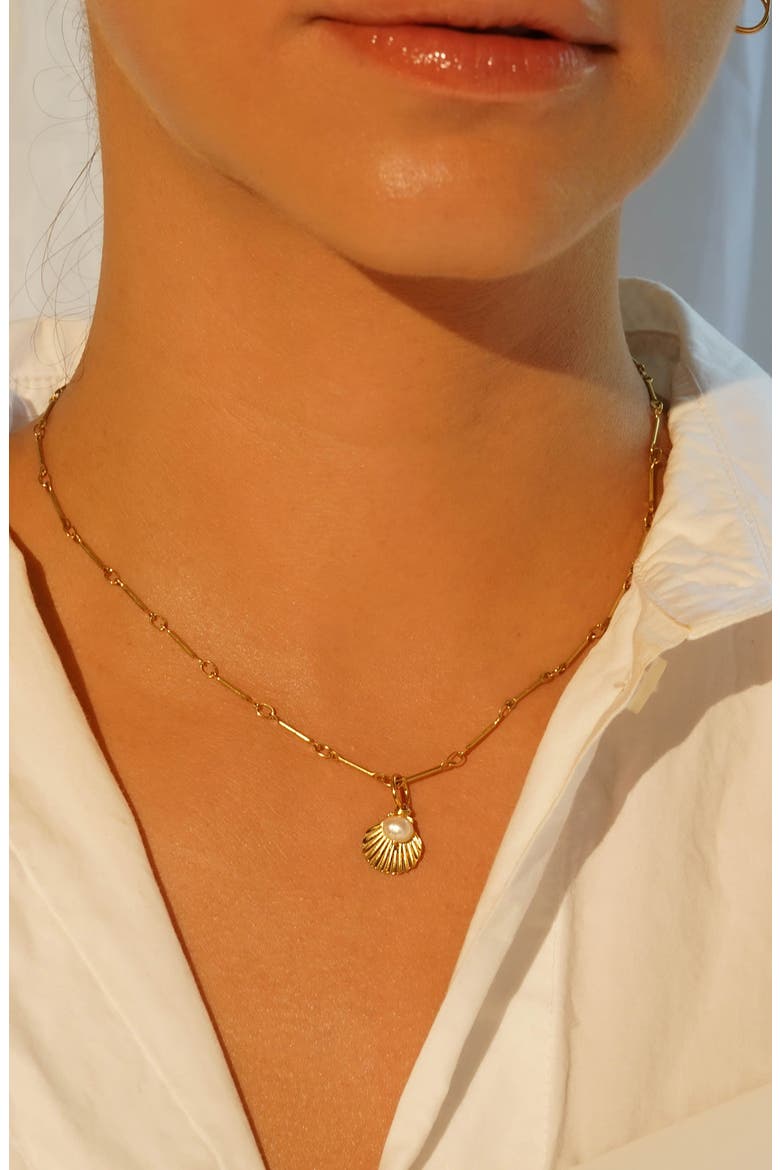 Shell Freshwater Pearl Charm, Alternate, color, GOLD
