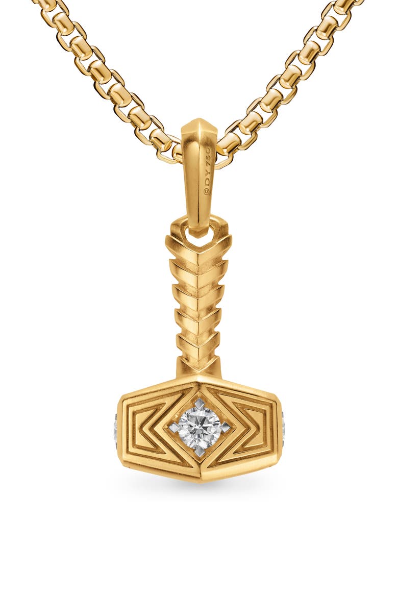 Thor Hammer Amulet, Alternate, color, GOLD