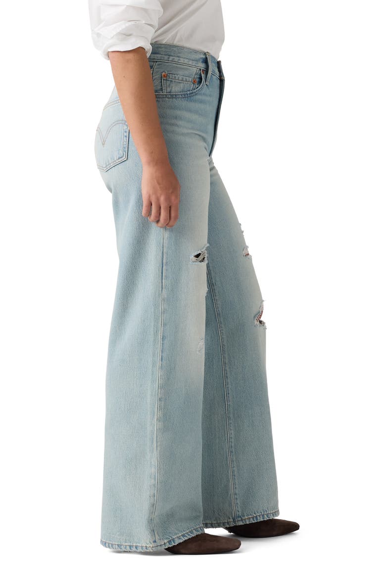 Ribcage Ripped High Waist Wide Leg Jeans, Alternate, color, SET UP