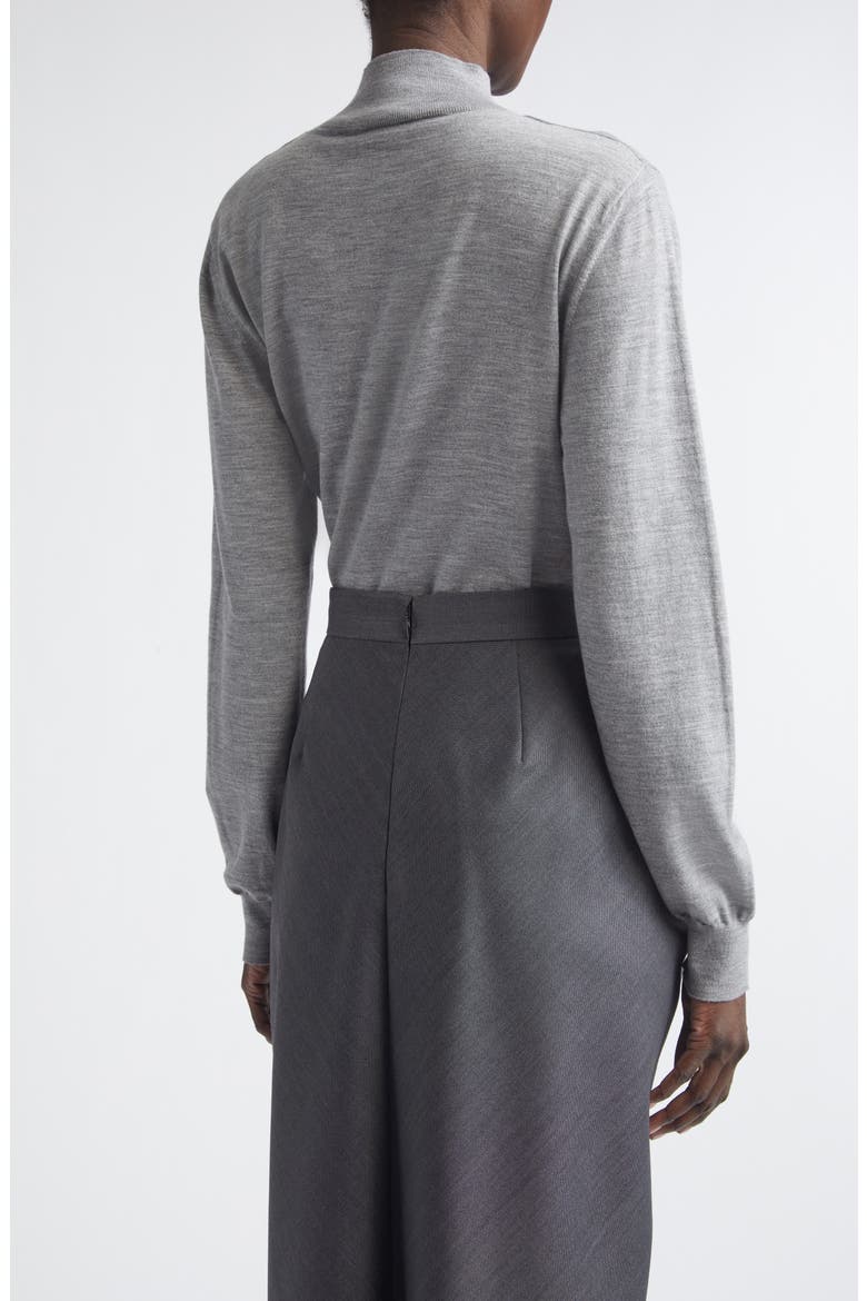 Draped Merino Wool Blend Mock Neck Sweater, Alternate, color, LIGHT GREY