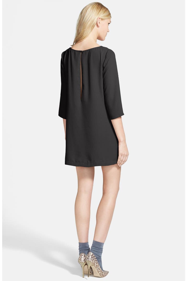 Boatneck Crepe Shift Dress, Alternate, color, BLACK