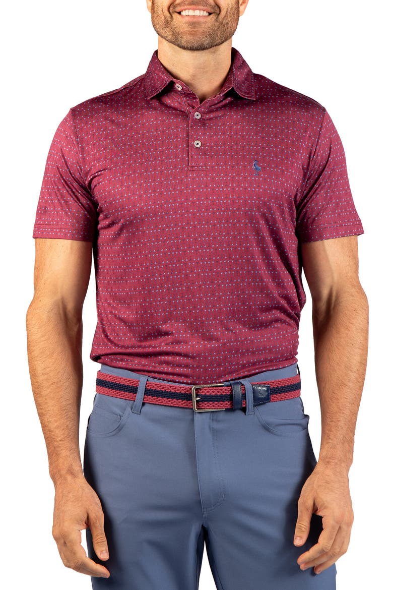 Martini Glass Printed Polo, Main, color, BURGUNDY