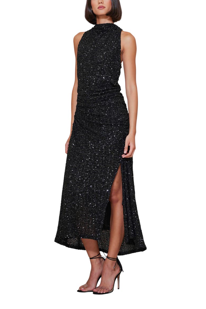 Sublime Halter Dress, Alternate, color, Caviar