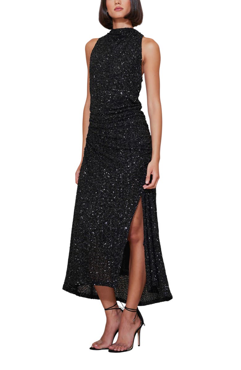 Bishop + Young Sublime Halter Dress, Alternate, color, Caviar
