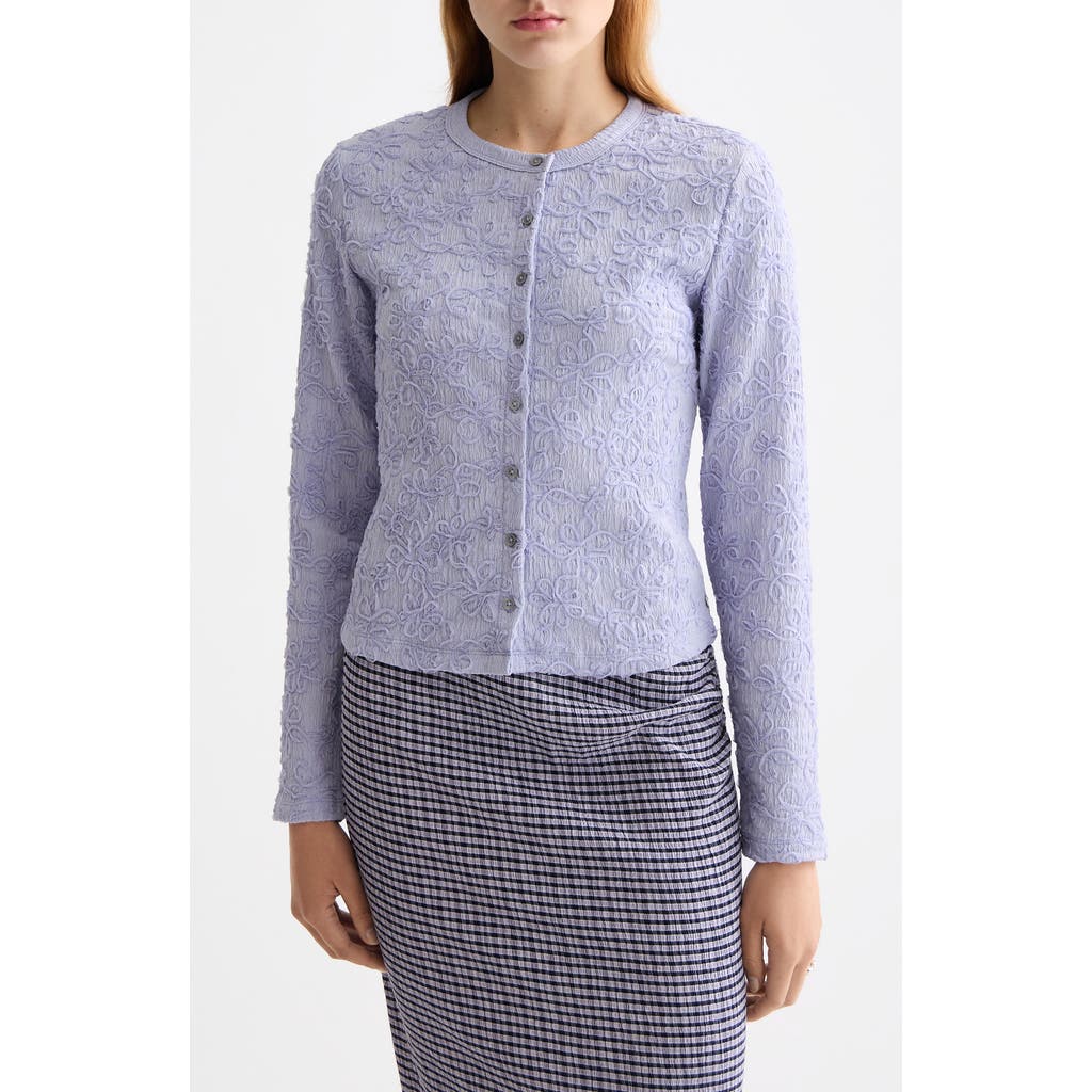 Scotch & Soda Soutache Detail Knit Button-up Shirt In Blue