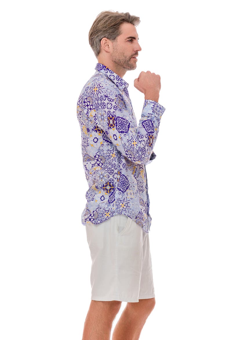 Turkish Linen Button-Up Shirt, Alternate, color, BLUE