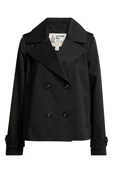 Water Resistant Double Breasted Short Trench Coat