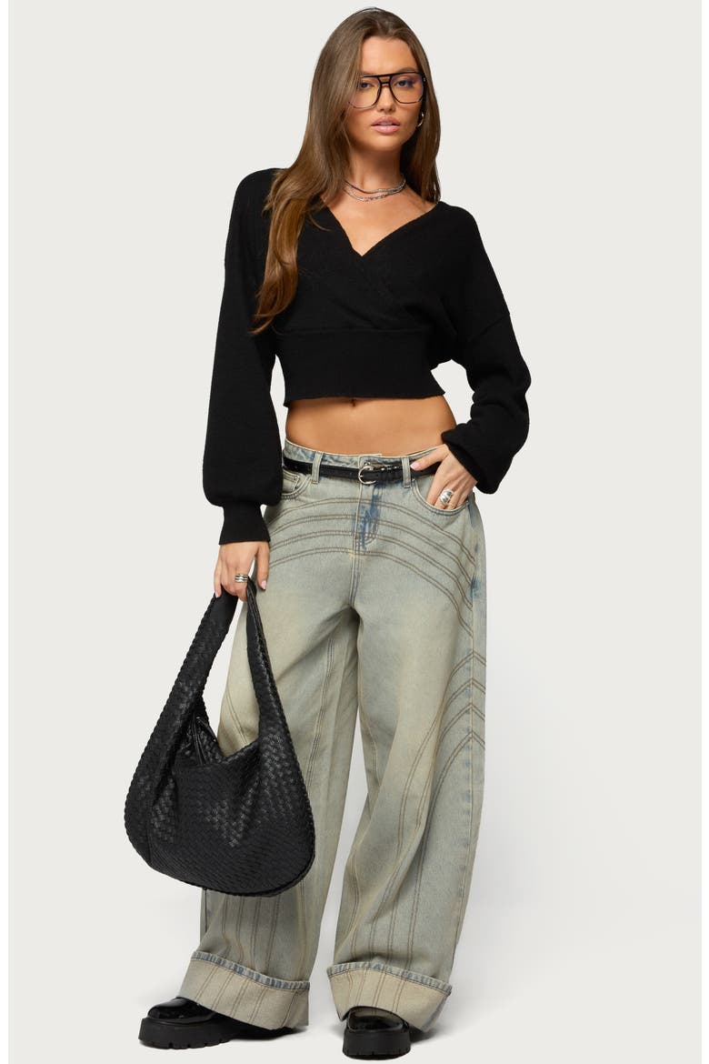 Cuffed Low Rise Baggy Jeans, Alternate, color, BLUE-VINTAGE-WASHED