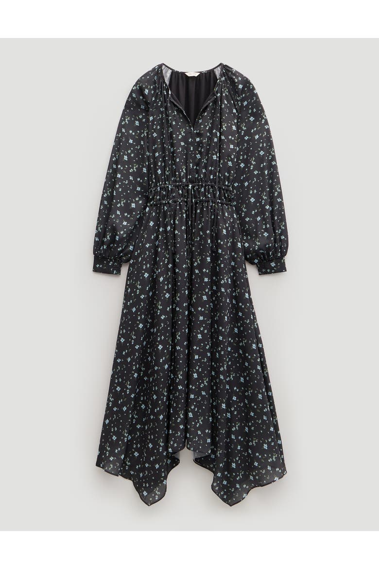 Odelia Printed Long Sleeve Chiffon Dress, Alternate, color, Ditsy Floral Black