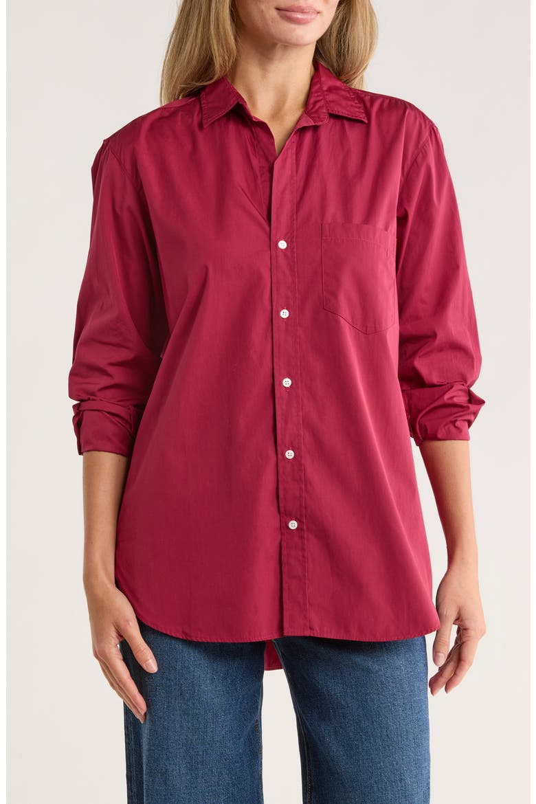 Joedy Cotton Button-Up Shirt, Main, color, SOLID RED