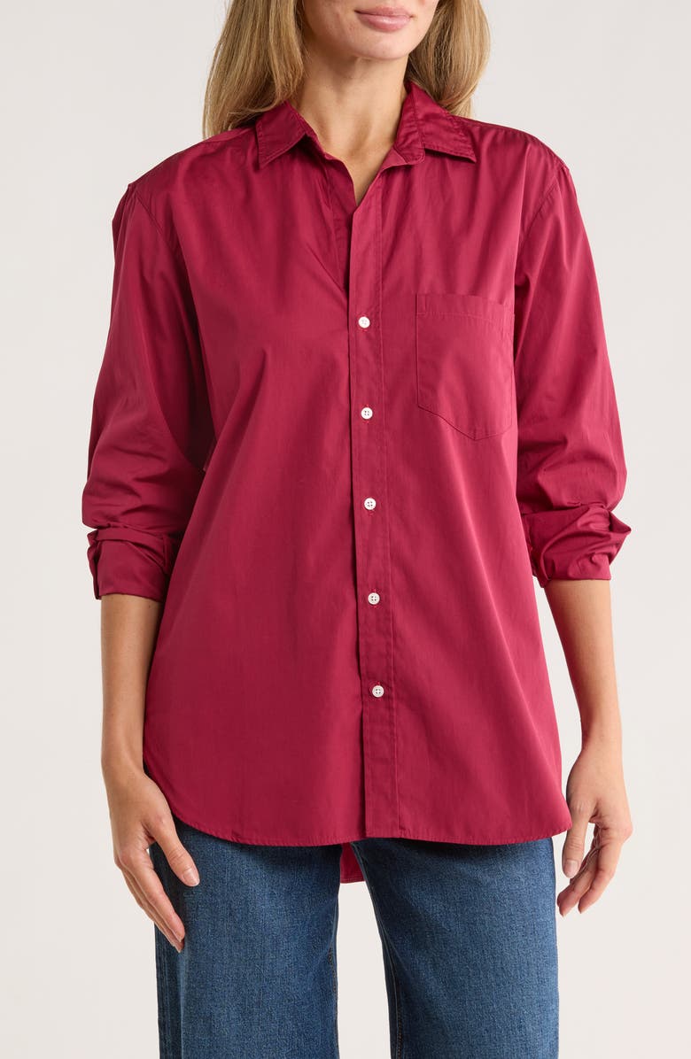Frank & Eileen Joedy Cotton Button-Up Shirt, Main, color, Solid Red