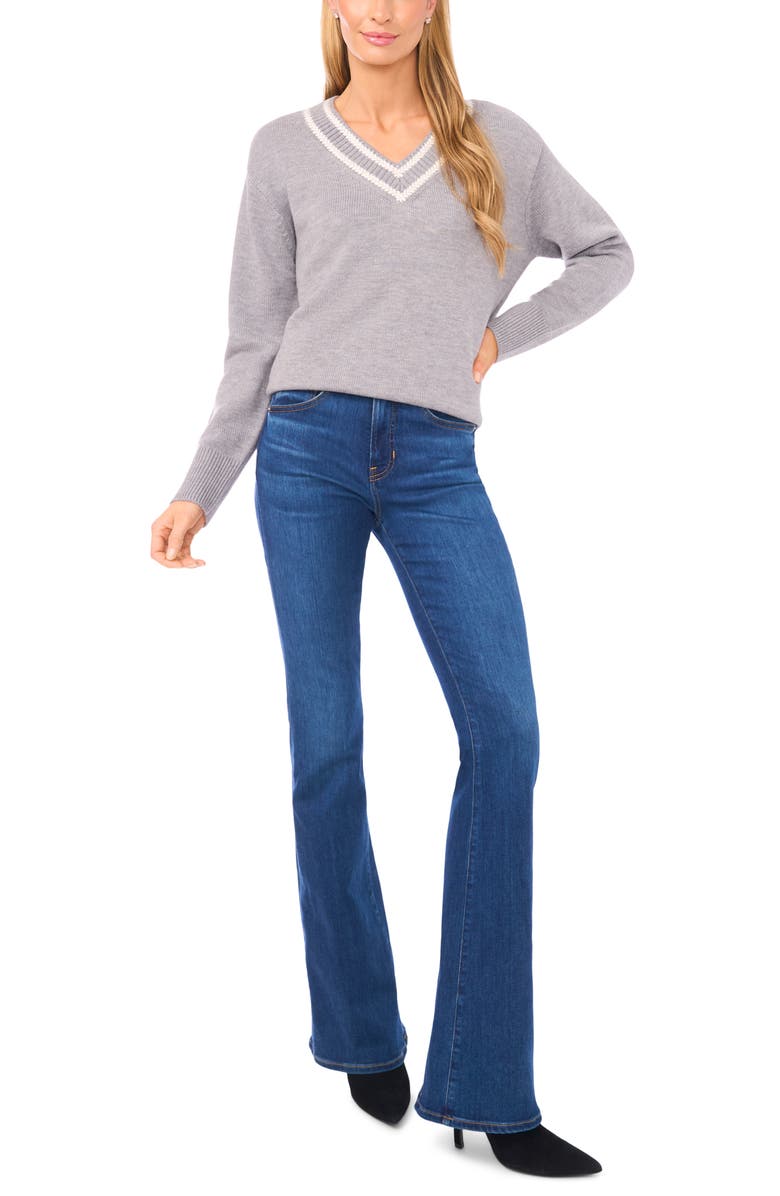 Halogen<sup>®</sup> Contrast V-Neck Sweater, Alternate, color, Pepper Heather