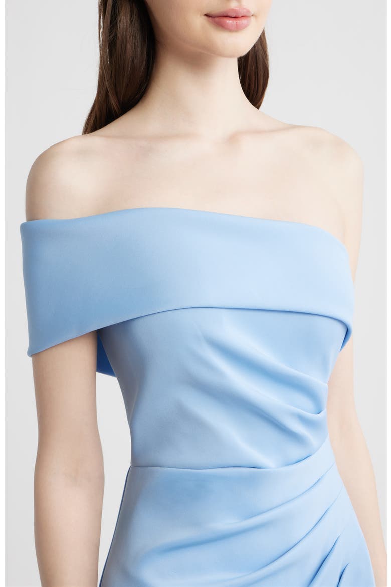 One-Shoulder Ruched Gown, Alternate, color, LAKE
