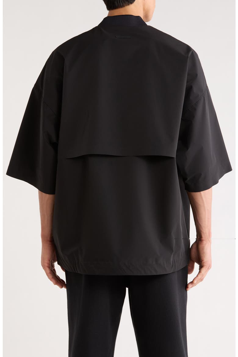 Half Zip Drawstring Hem Baseball Jacket, Alternate, color, VINTAGE BLACK