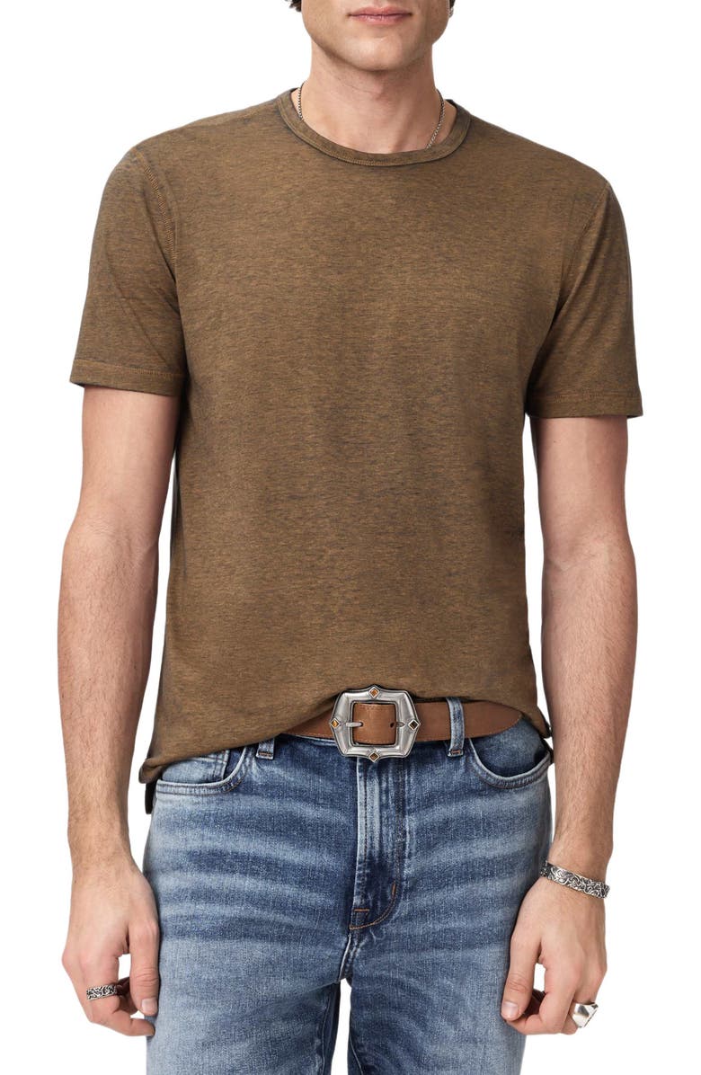 John Varvatos Bale Burnout Crewneck T-Shirt, Main, color, Brown Sugar