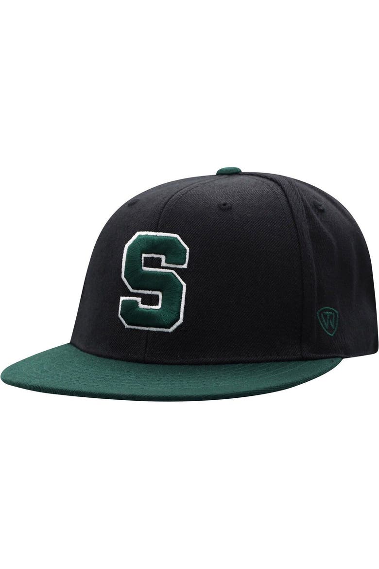 Men's Top of the World Black/Green Michigan State Spartans Team Color Two-Tone Fitted Hat, Main, color, Black