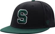 TOP OF THE WORLD Men's Top of the World Black/Green Michigan State Spartans Team Color Two-Tone Fitted Hat