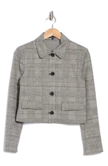 AMANDA & CHELSEA AMANDA & CHELSEA PLAID KNIT CROP JACKET