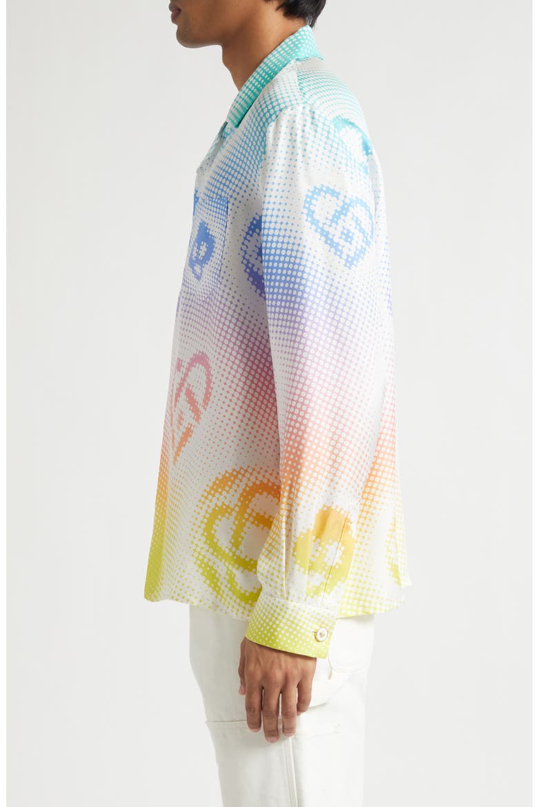Gradient Monogram Silk Camp Shirt, Alternate, color, HALFTONE REPEATS LO