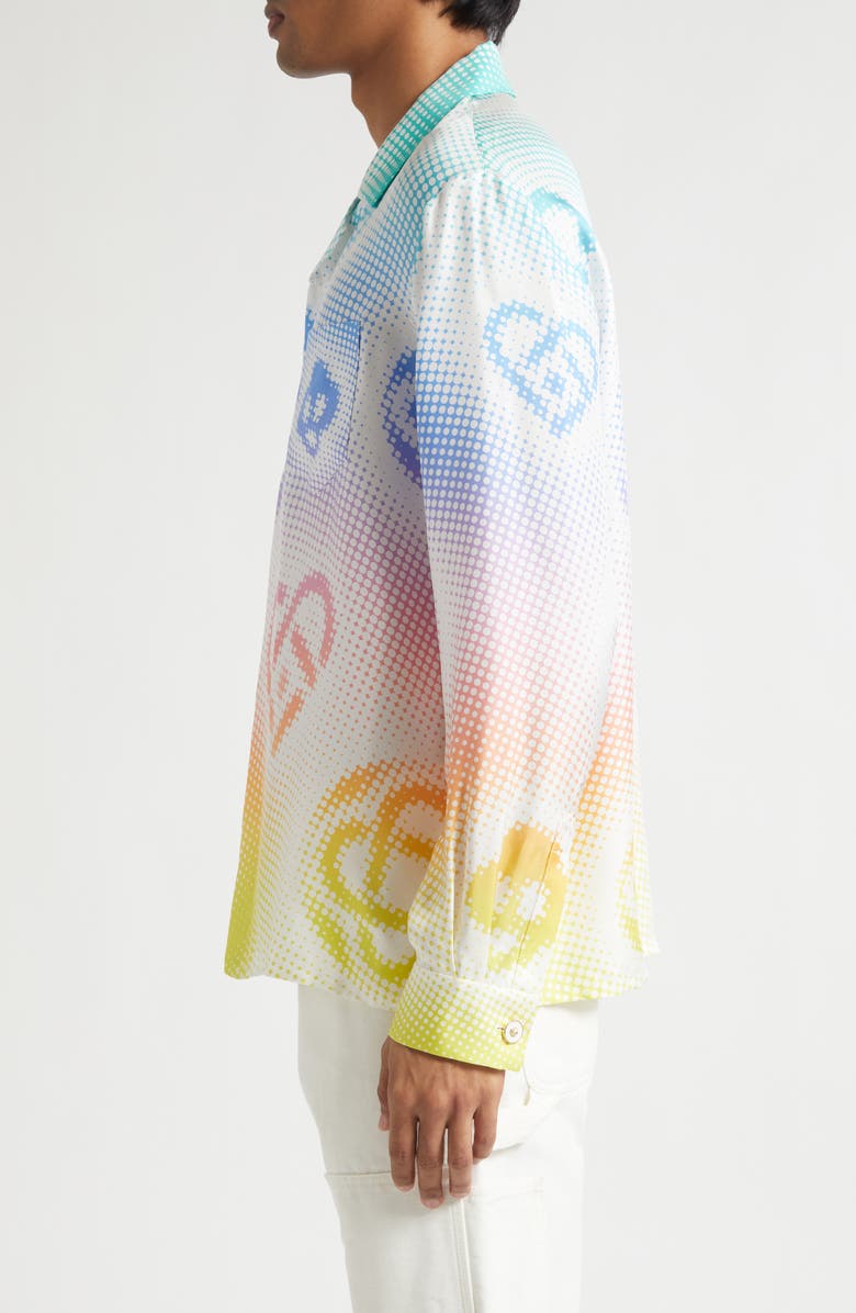 Casablanca Gradient Monogram Silk Camp Shirt, Alternate, color, Halftone Repeats Lo