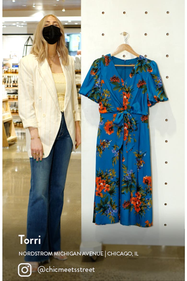 Floral Tie Waist A-Line Midi Dress video