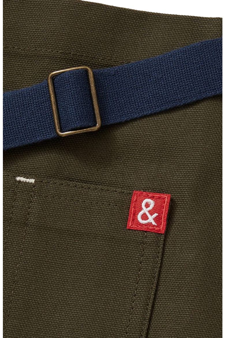 The Big Apron - Olive Green with Navy Straps, Alternate, color, Olive