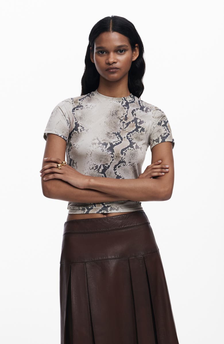 Desigual Pleated Leather Midi Skirt, Alternate, color, Brown