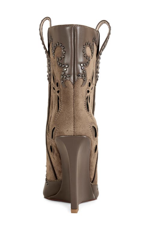 Azalea Wang Talayah Western Wedge Bootie In Brown