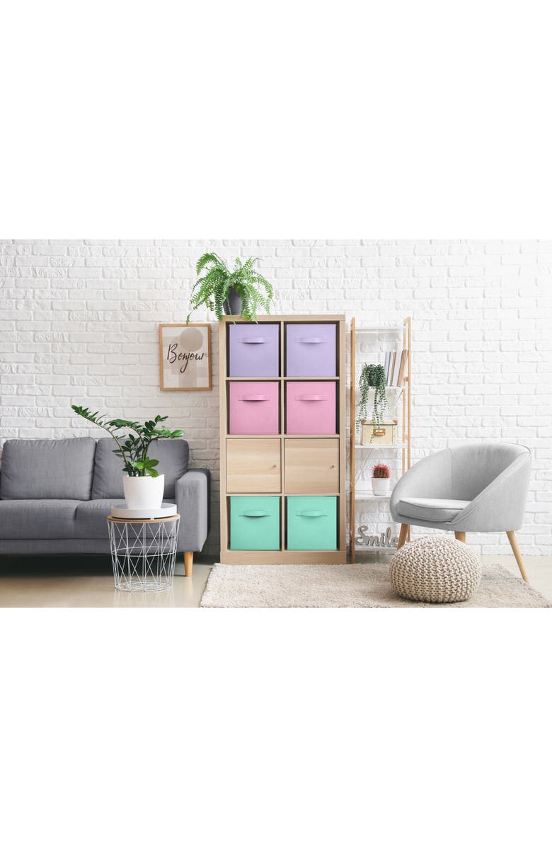 SORBUS Assorted 6-Pack Collapsible Storage Cubes, Alternate, color, Pastel Pink Purple Teal