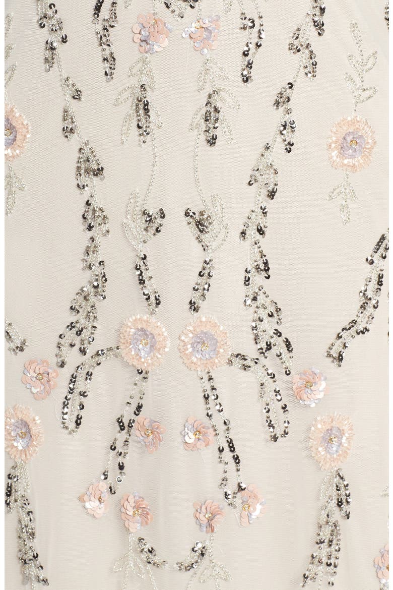 Mesh Blouson Gown, Alternate, color, IVORY MULTI