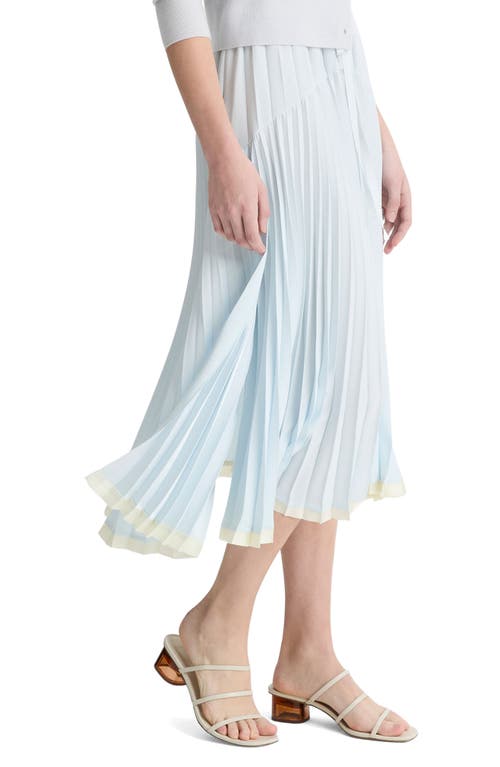 Vince Tiered Pleated Midi Skirt In Sky Mist