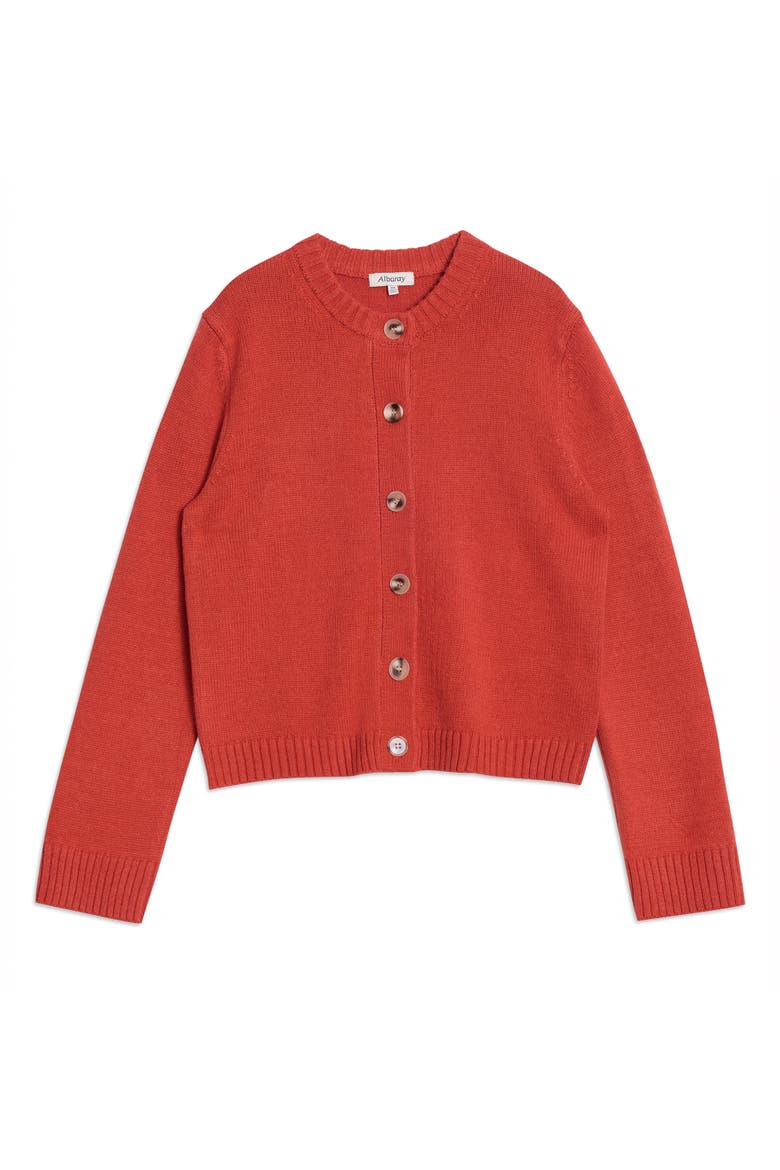 Button Front Crew Neck Knit Cardigan, Alternate, color, Orange