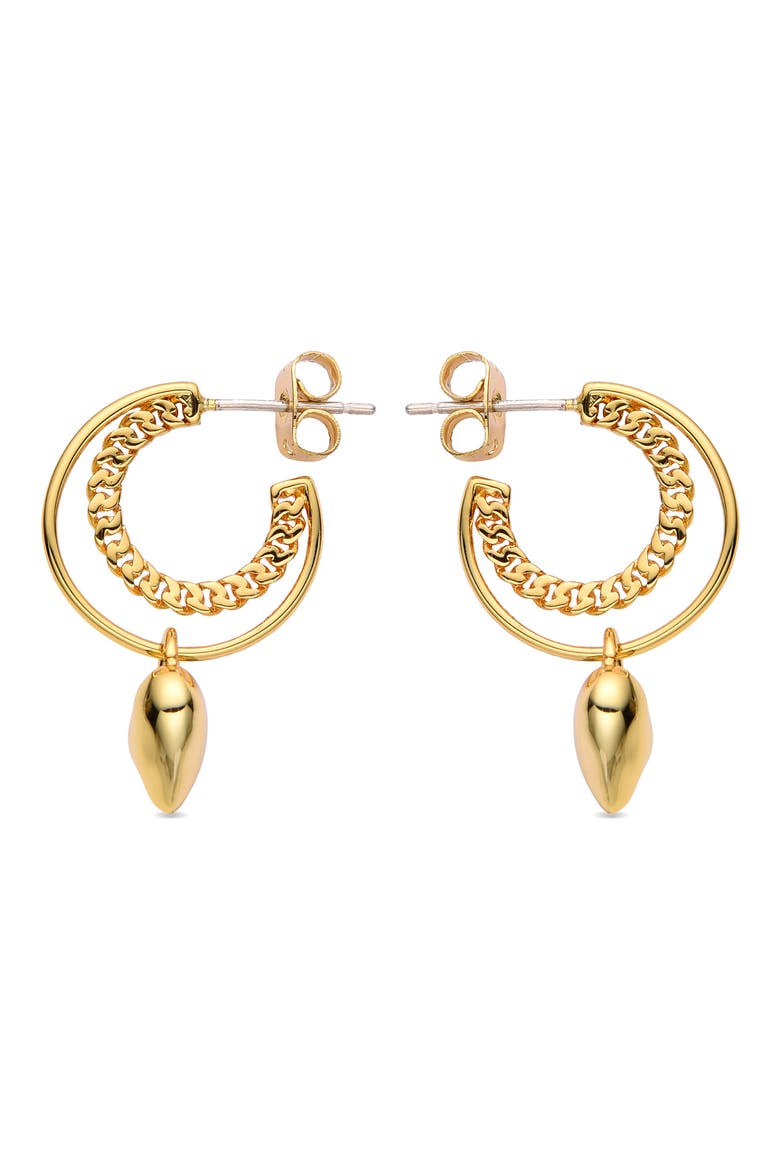 Maria Heart Drop Hoop Earrings, Alternate, color, GOLD