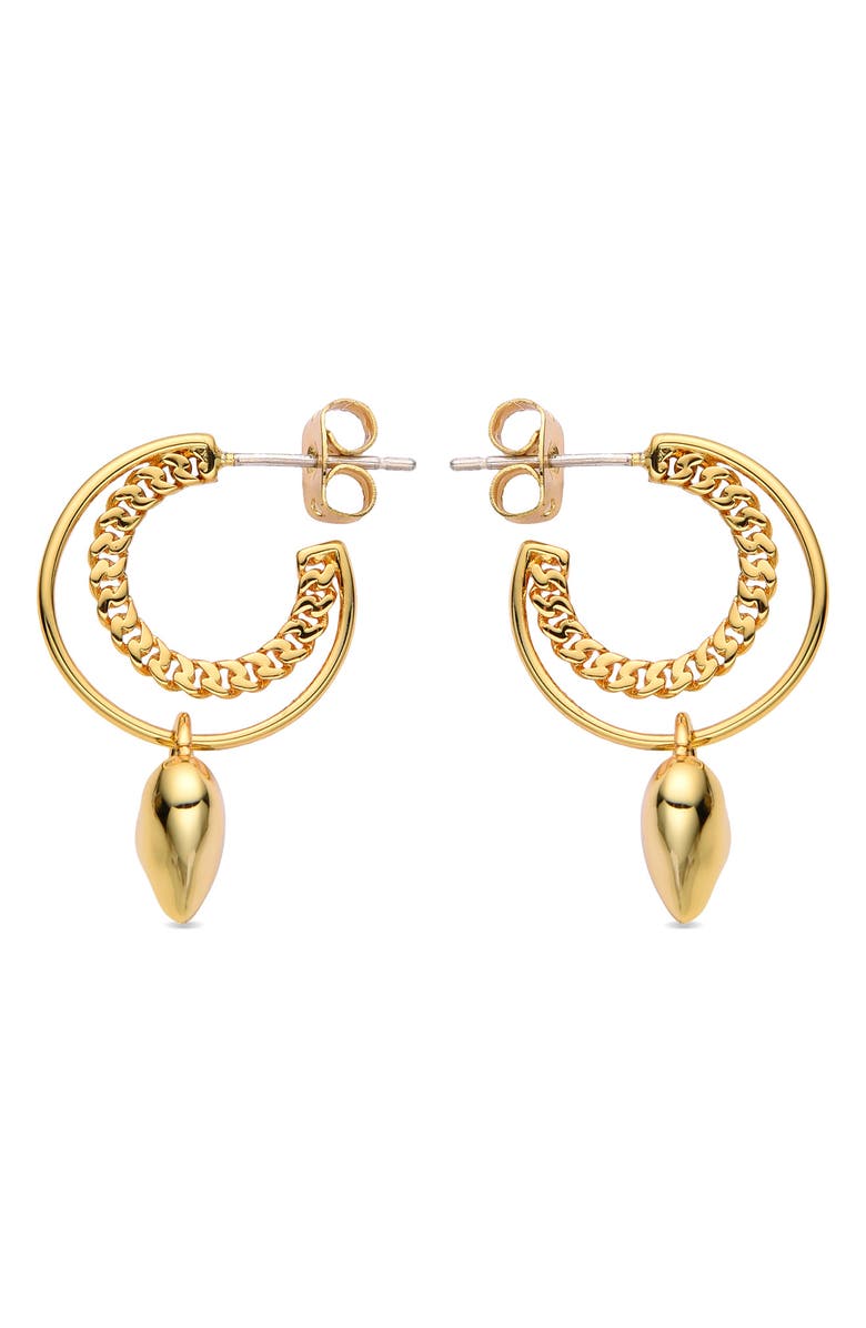 EYE CANDY LOS ANGELES Maria Heart Drop Hoop Earrings, Alternate, color, Gold