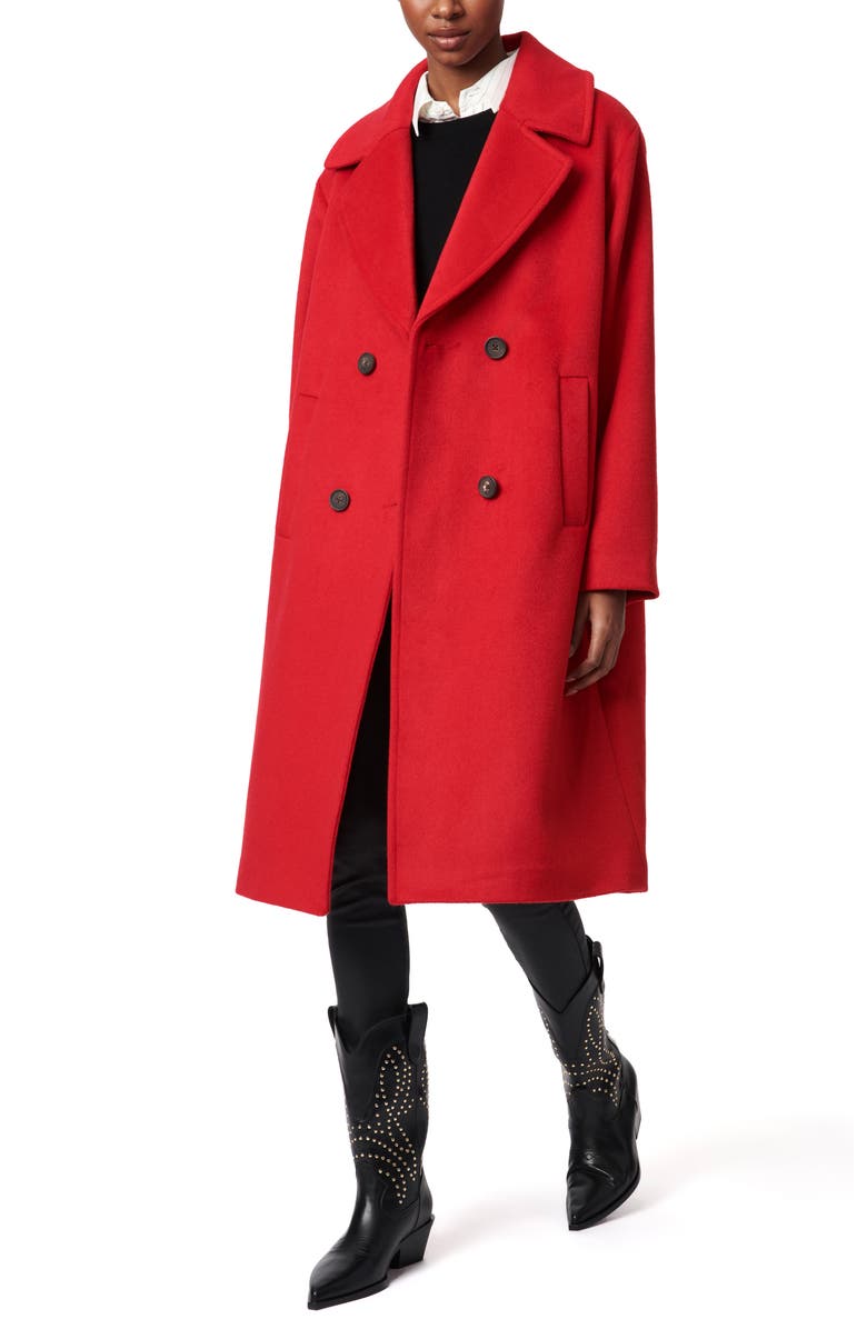 Bernardo Relaxed Double Breasted Coat, Alternate, color, Red