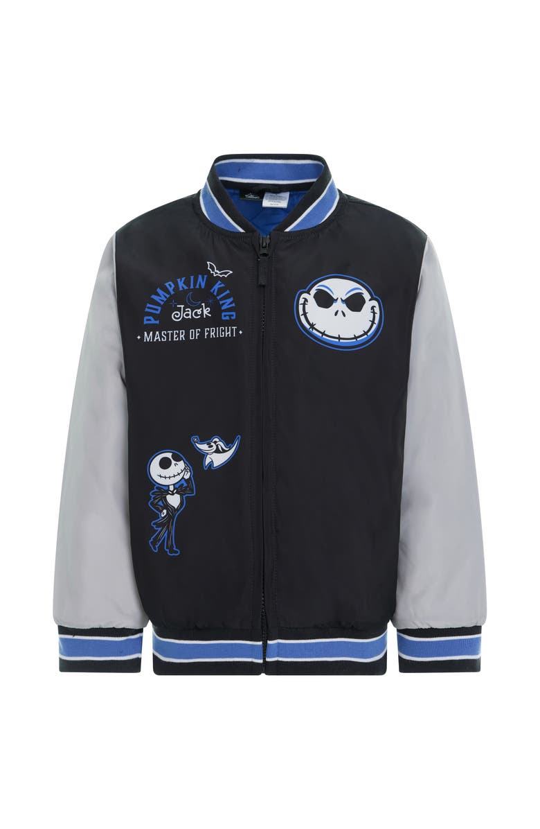 Disney Nightmare Before Christmas Varsity Bomber Jacket, Main, color, Black Grey Jack